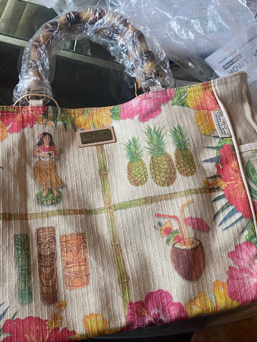 TROPICAL PRINTED CANVAS WEEKENDER CARRYALL BAG